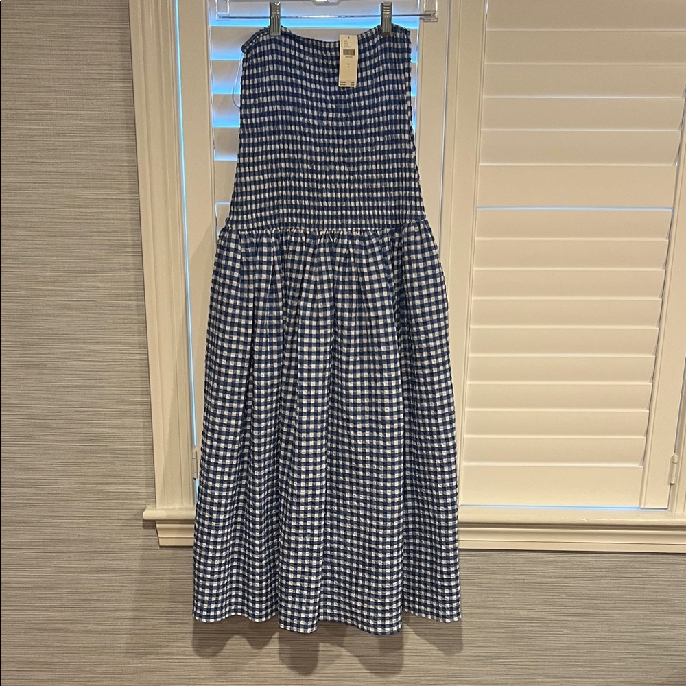 Maeve (Anthropologie) strapless pull on gingham dress (S)